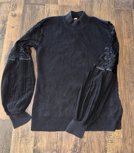 Black mock neck knit - black, pullover